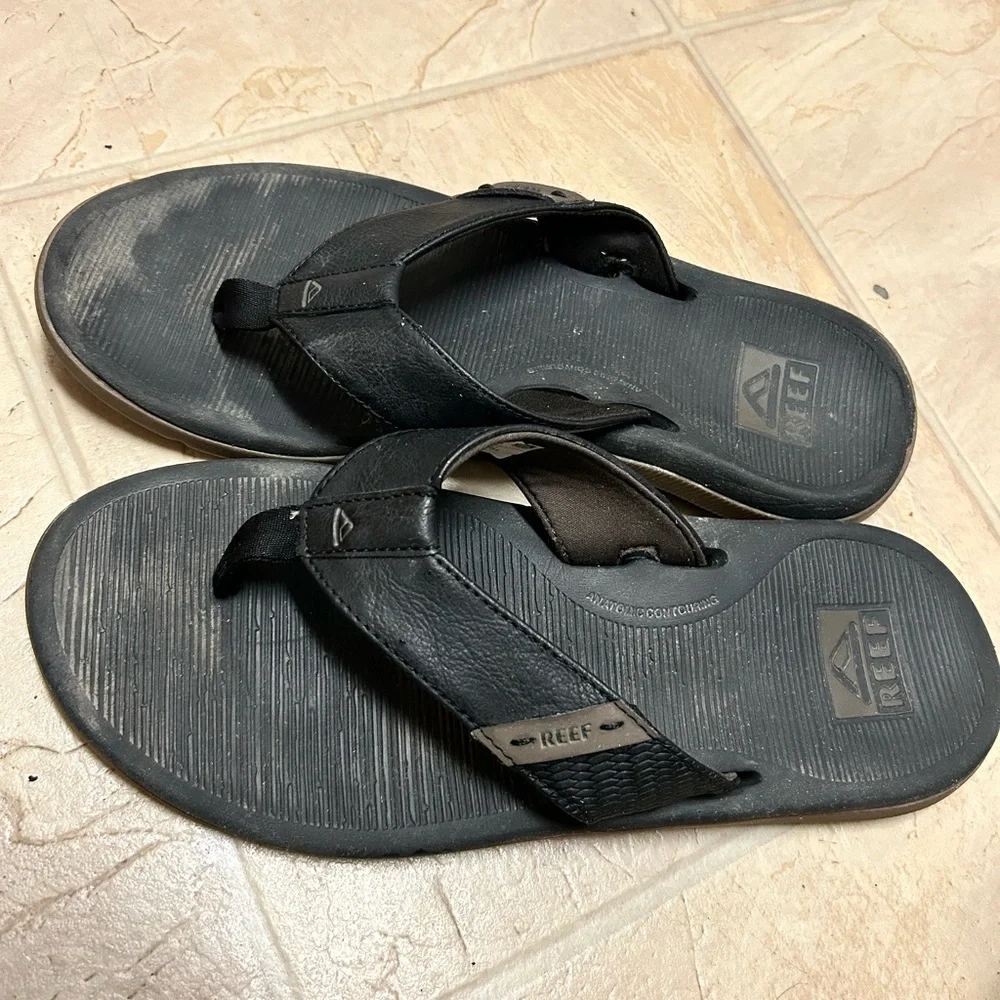 Reef Santa Ana Flip Flops Sandals Sz 12 Black
